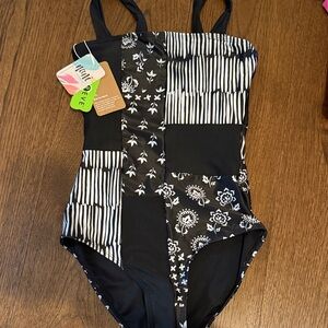 nani Patchwork Black and White Swimsuit